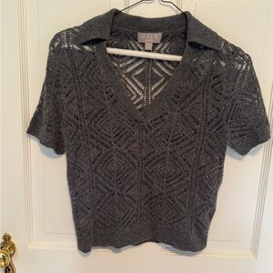 J. Crew cashmere  Lace Knit Johnny collar top